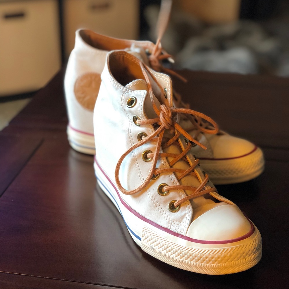 White Converse All Star wedges - size 7